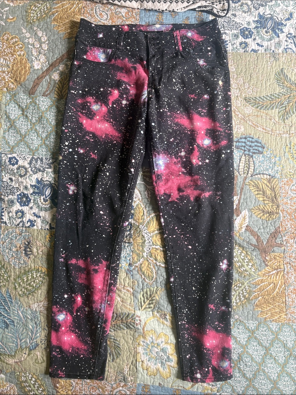 Lovesick Black & Pink Galaxy Print Kids Leggings